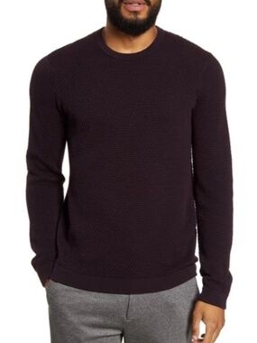 Theory Men's Textured Crewneck Udeval Crew Breach Sweater purple Large